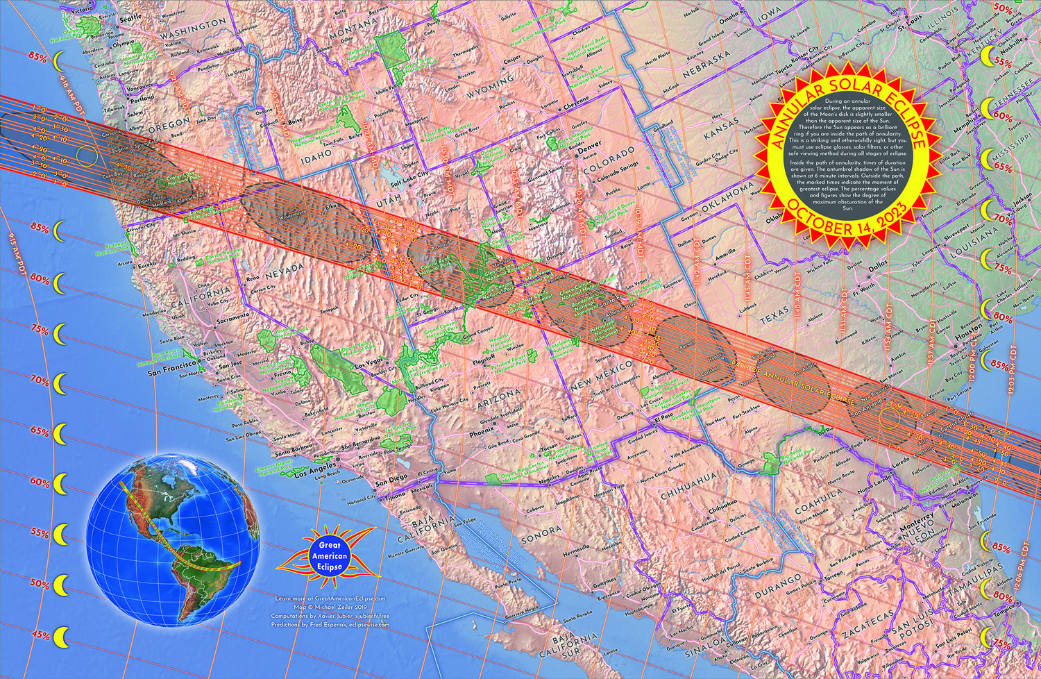 October 14, 2023 Annual Solar Eclipse Path